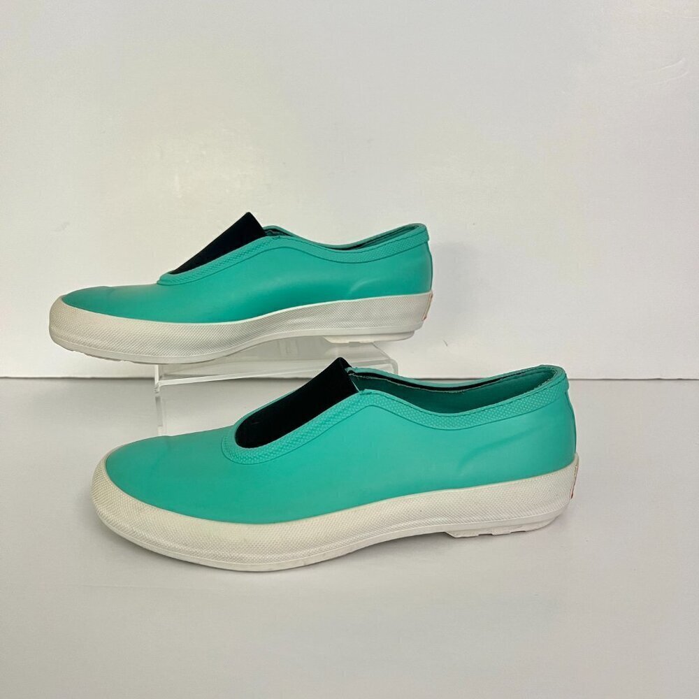 Hunter Plimsoll Waterproof Green Slip On Flats Boat Rain Shoes‎ UK 4 / US 6